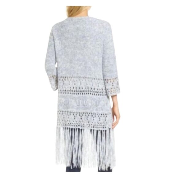 BlankNYC Blue Fringe Sweater Cardigan - Picture 2 of 12